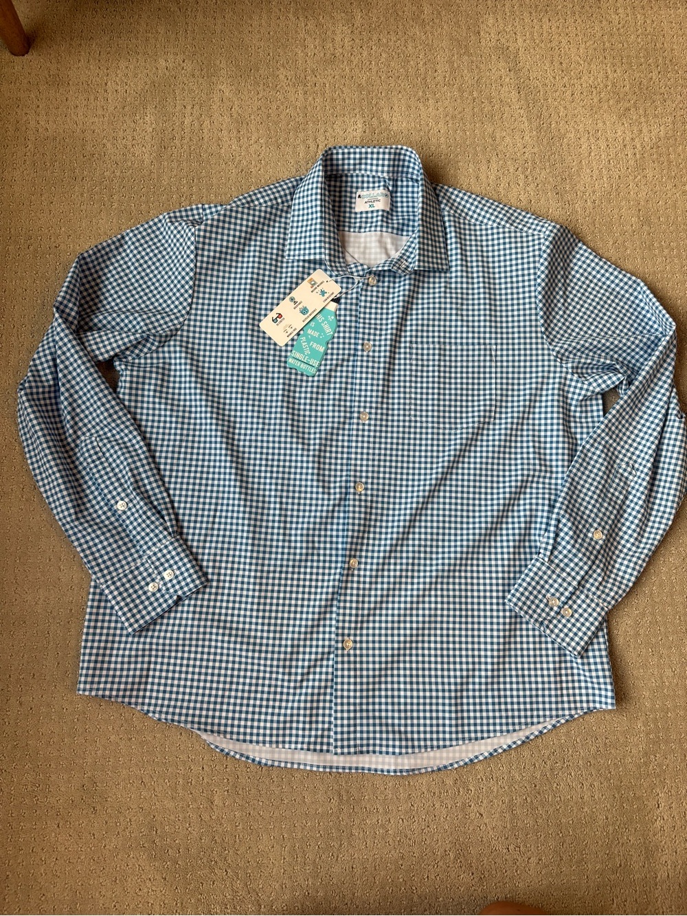 Men’s XL and collar gingham button down shirt